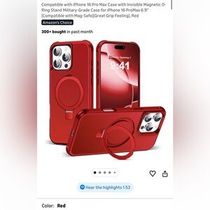 Apple Red Magnetic Case for iPhone 16 Pro Max